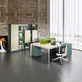 Modern Modular Workstation Table with Metal Feet and Auxiliary Cabinet1