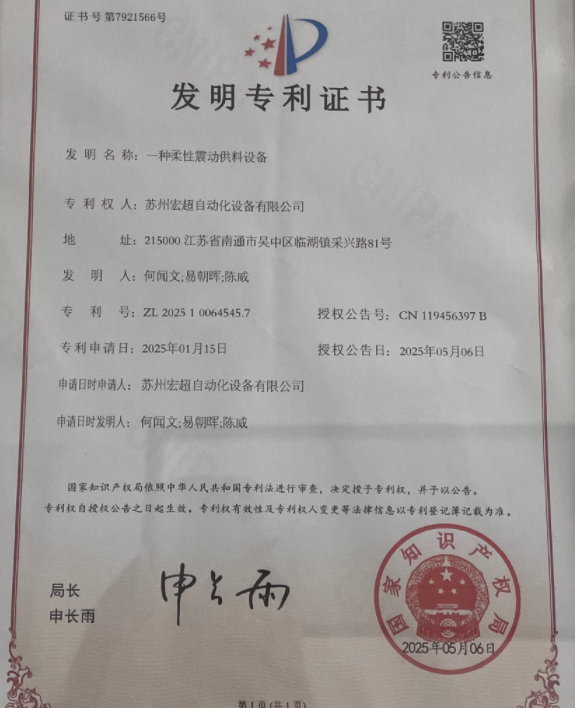 Patent Certificate for Invention