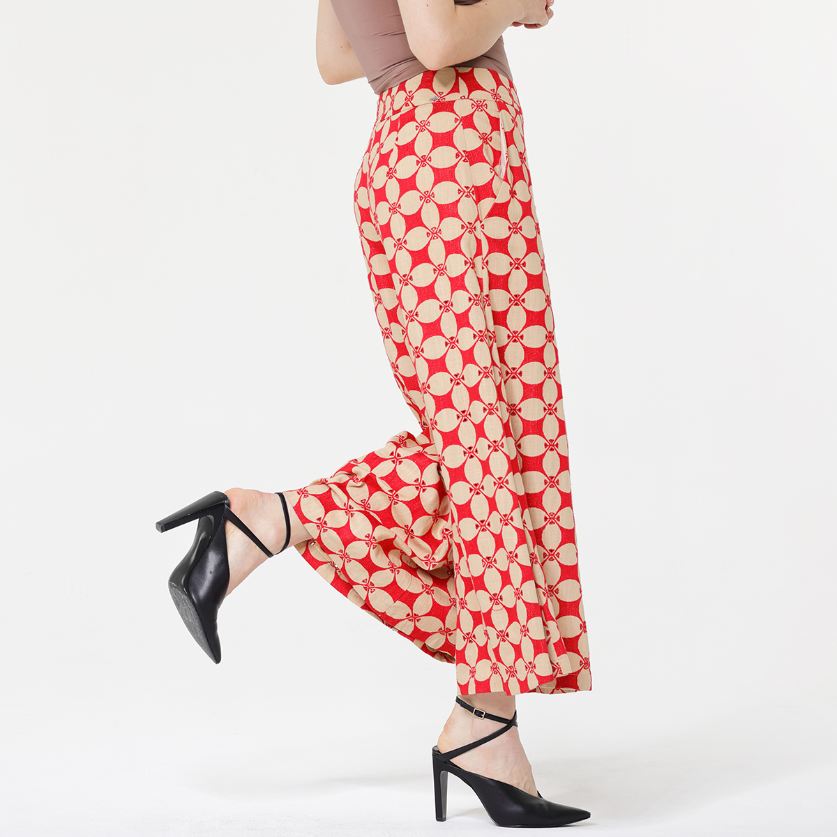 Embroidery Women's wide-leg pants with pockets Embroidery Women's wide-leg pants with pockets