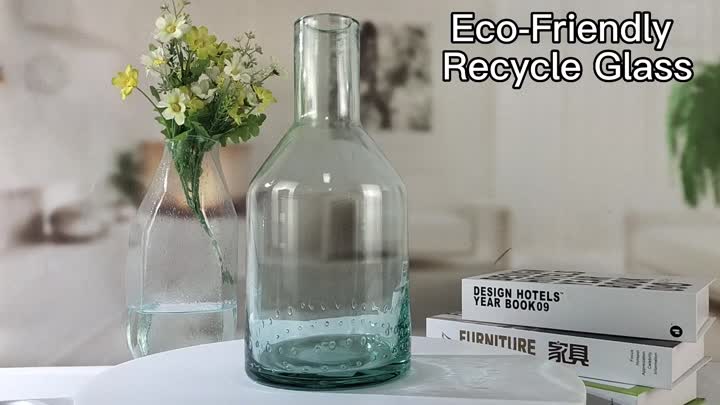 Grand Verbe en verre de fleurs recyclé vert vert