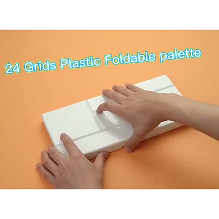 24 cuadrículas Paleta de pintura de plástico plegable multipropósito con caja de tapa para acuarela/acrílico/pintura al óleo paleta para acuarela1