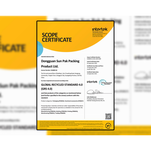 পরিবেশ বান্ধব যান! ডংগুয়ান সানপ্যাক প্যাকিং প্রোডাক্ট লিমিটেডকে অভিনন্দন 2024 GRS সার্টিফিকেশন পাস করা