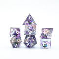 LM Custom Purple MysteryPlanet 7pc Resin Sharp Edge RPG DND Dice Set for Board Games1
