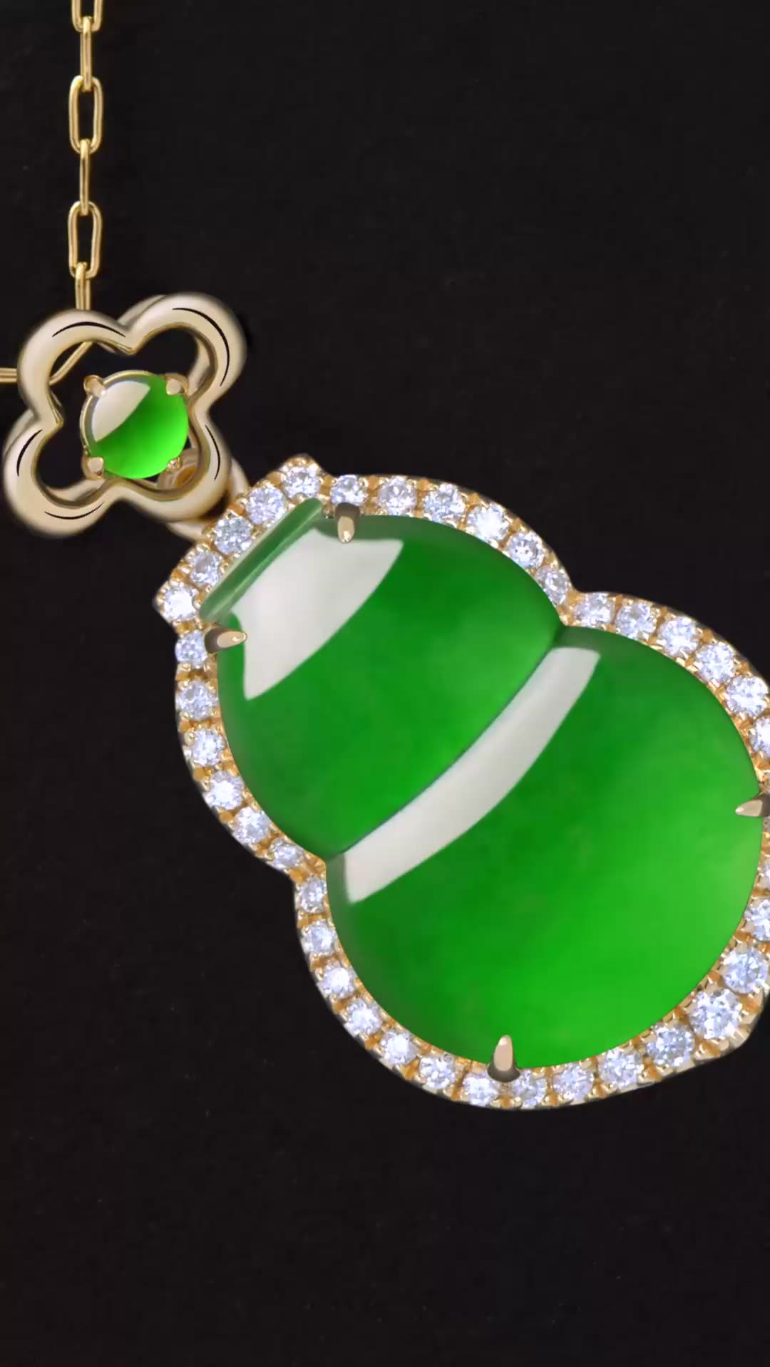 Requintada nova moda de alta qualidade Jadeita natural jade 18k Diamante de ouro amarelo Imperial Green Icy Jadeite Pingente Charms1