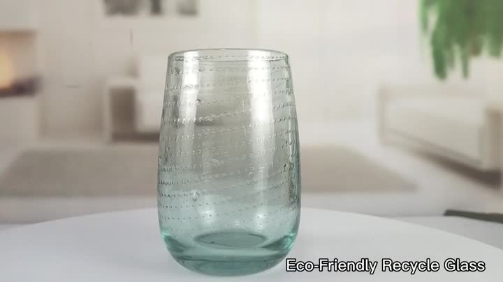 Bubbled Recycled Glass Stemless Wine Glass Tumbler