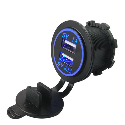 DIN HELLA -kontakt till 2.1A Dual USB Charger Socket Power Adapter för BMW Motorcykel/telefon/iPhone/GPS Satnav1