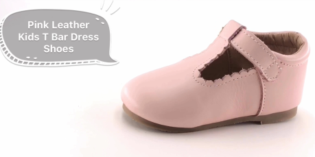 Pink Leather Kids T Bar Dress Shoes