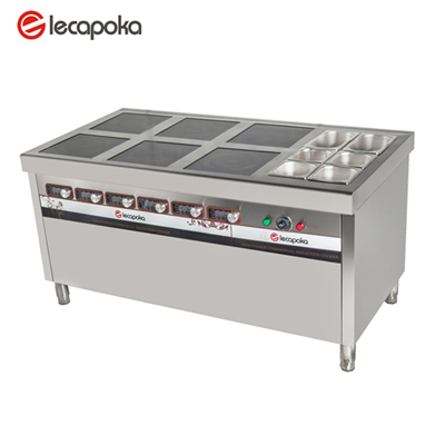 multi function 220V 3.5KW stainless 6 burners electric induction cooker wtih small food warmers