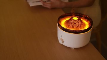 The Newest Portable Electric Essential Oil Volcano Aromatherapy Machine Remote Control Flame Aroma Humidifier Flame Diffuser1