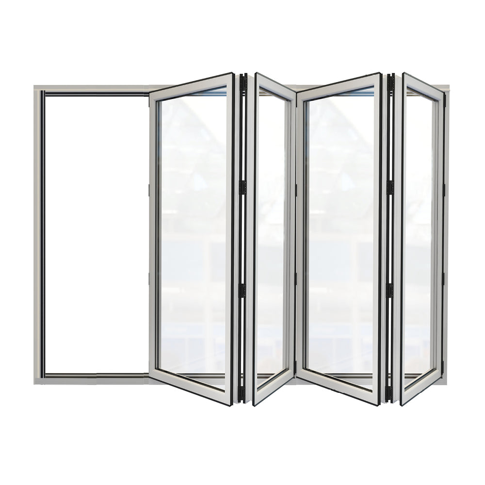 large corner bifold door with stacked glazed panels