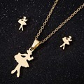 Cute Ballet Dancing Lady Jewelry Set: 18K Gold, Silver Plated, and Stainless Steel Necklace & Earrings for Women1