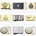 WT Pure Brass Copper Belt Buckle Logo Metal Reversible Fashion Buckle for Men's Belt - Gold Free Size1