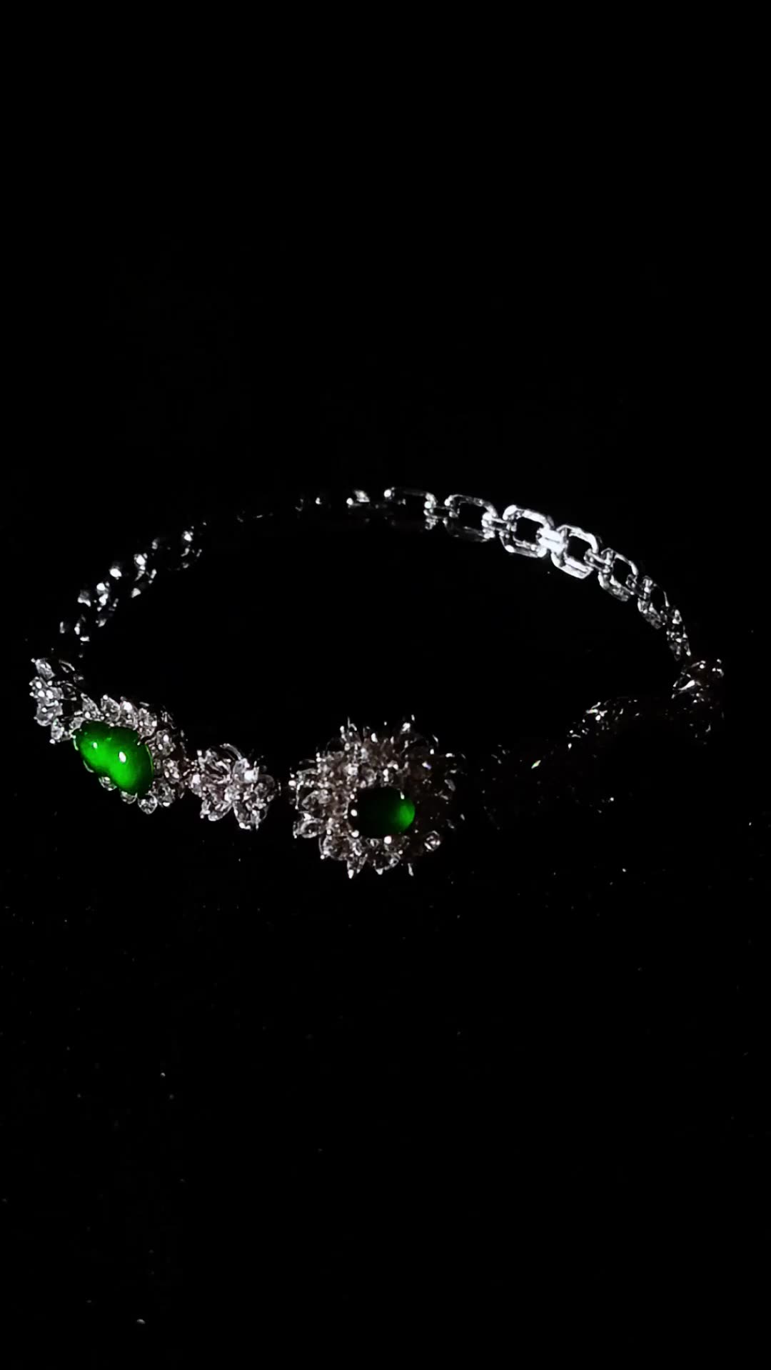 Hot Sale 18K Real Gold Inlaid Diamond Natural "Imperial Green" glassy Jadeite Jade Happiness &  Prosperity Bracelet1