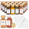 Free Labels Square 15PCS/Box Bamboo Lid 4oz 100ml Spice Bottles Glass Seasoning Jars Set1