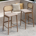 Wabi-Sabi Solid Wood Wicker Barstools by Designer1