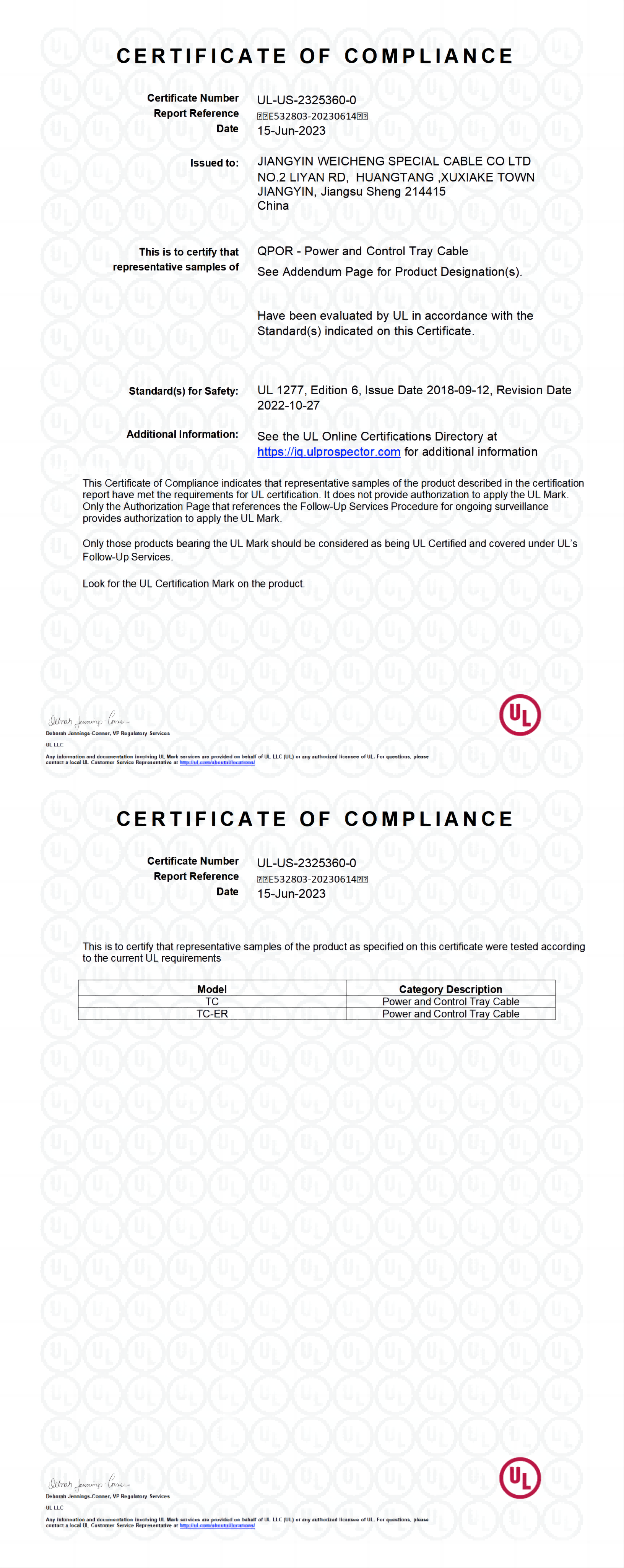 UL 1277,Edition 6,Issue Date 2018-09-12,Revision Date 2022-10-27