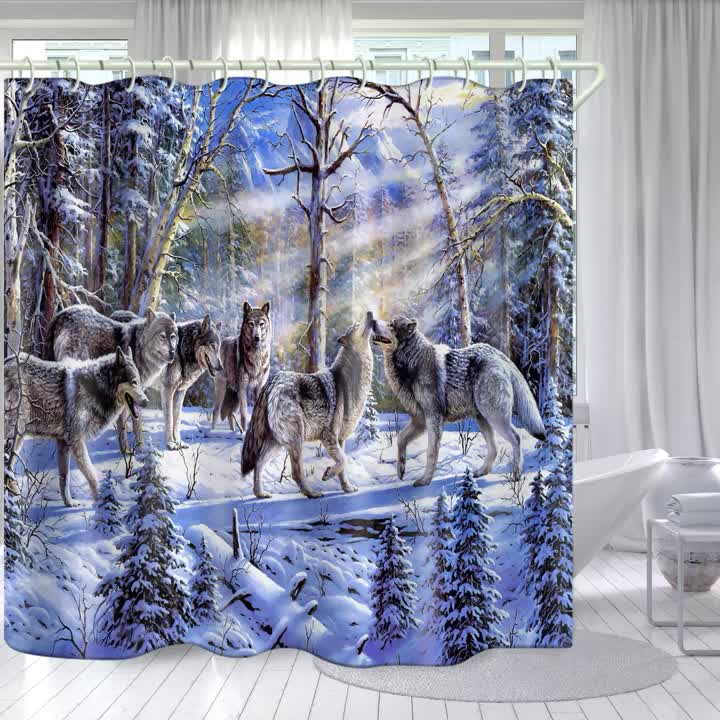 3D waterproof fabric shower curtain