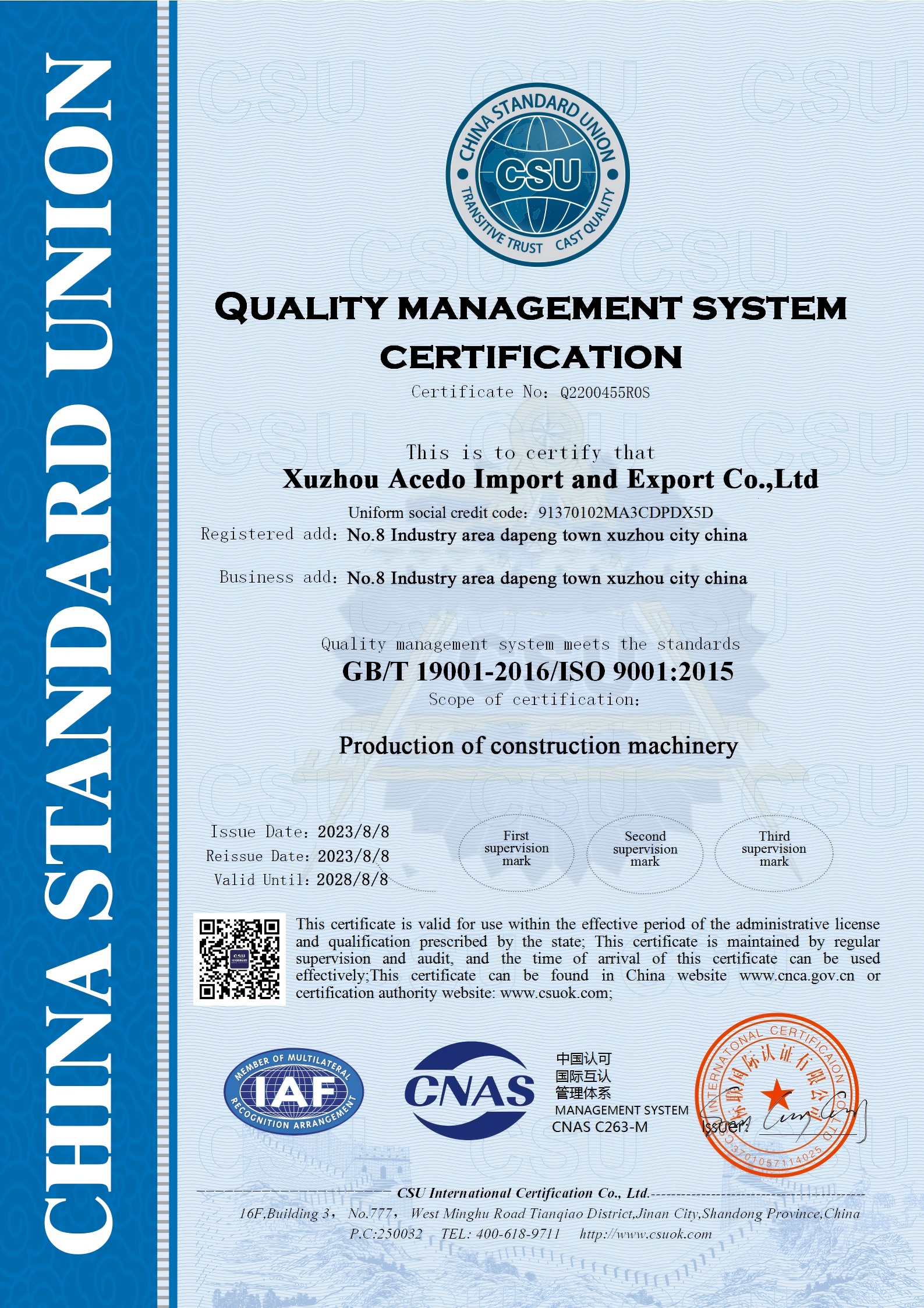 QUALITYMANAGEMENTSYSTEM CERTIFICATION