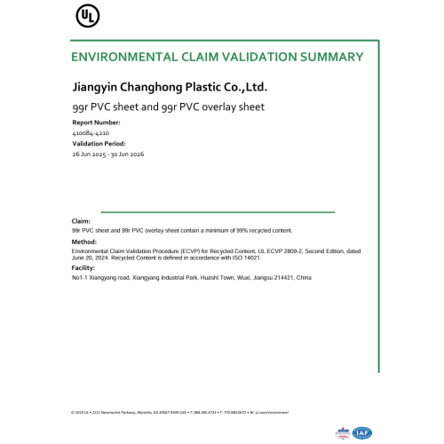 Jiangyin Changhong Plastic Co., Ltd ha obtenido certificados UL por un año más