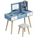 Stylish Simple Bedroom Dressing Table with Concealed Mirror, Flip Locker, and Shelf1