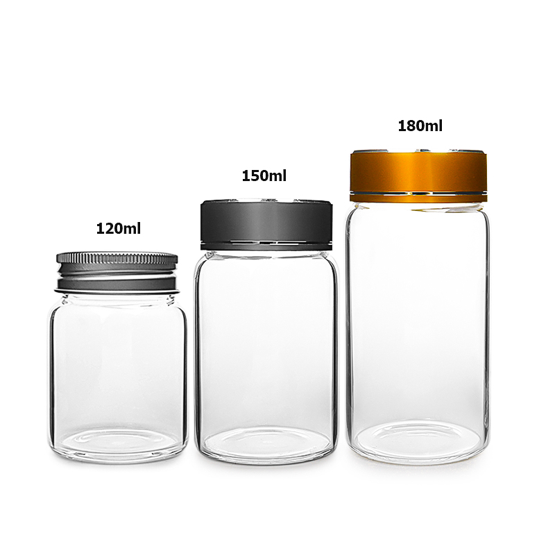 55 mm 120ml 150ml 180 ml de almacenamiento de vidrio de borosilicate