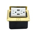 US Multi-Charging Outlet Power Extension with Hidden Silver Aluminum USB Floor Socket1