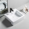 Rectangular Ceramic Bathroom Sink Semi-Counter Wash Hand Basin Sanitary Ware Cabinet1