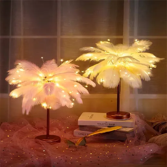 Lâmpada de penas, luz noturna, luz ambiente, decoração de quarto Light1