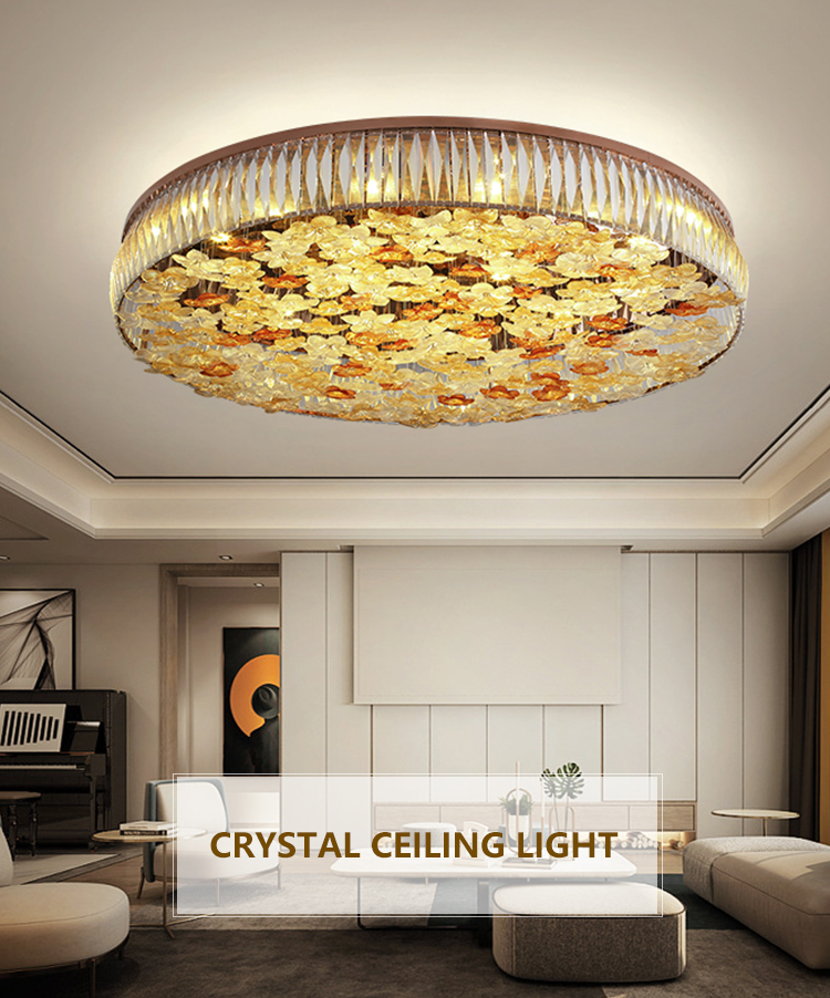 G-Lights Lámpara colgante de araña de cristal redonda decorativa para interiores de buena calidad para sala de estar
