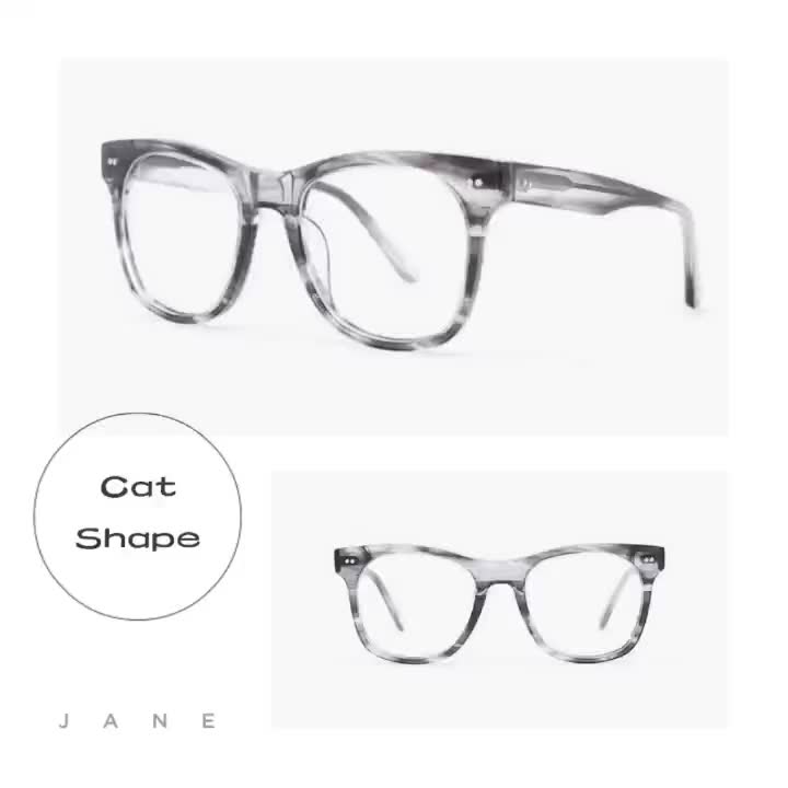 Square Cat Shape Acetate  Women and Men Optical Fr