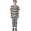Low Price Kids Prisoner Cosplay Costume Set - Black & White Stripes for Boy's Halloween1
