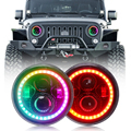 Custom Faros LED Headlights RGB Halo for Jeep Wrangler1