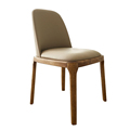 Solid wood dining chair modern minimalist restaurant hotel chair log walnut color light luxury soft bag back chair1