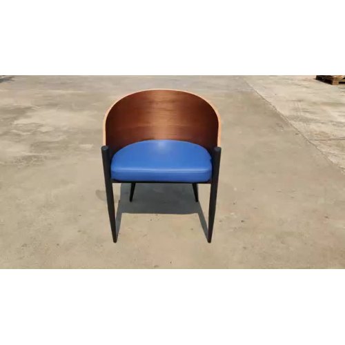 Good quality soft upholstery seat plywood dining chair with iron leg1