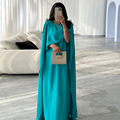 2024 Abaya for Women Muslim Dubai دامن بلند ساتن مد روز لوکس ابایا با آستین های بزرگ ست ابای اسلامی 1