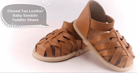 Closed Toe Leather Baby Sandals Toddler Shoes