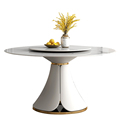 Modern Style Italy Design Design Dining Room Furniture Shape Mármore Pedra Top Base de couro Turn Round Table1