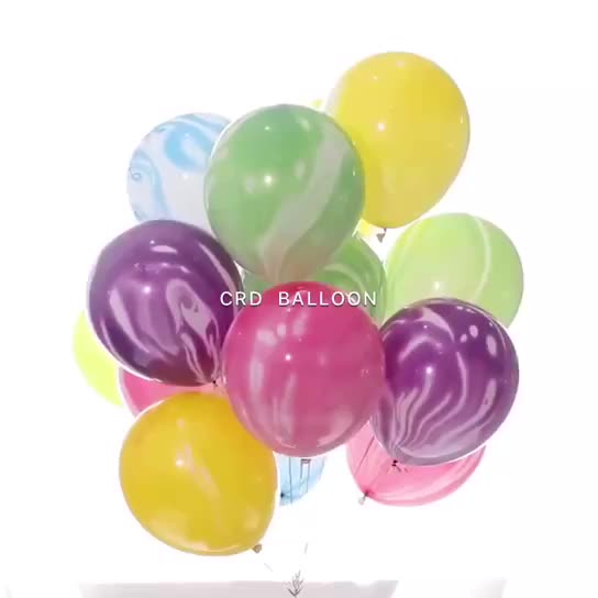 Ballon en marbre 12inch Ensemble joyeux anniversaire marbre arc-en-ciel letex ballon de fête de décoration de décoration1