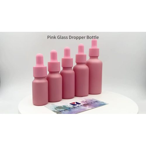 Pink glass dropper bottle