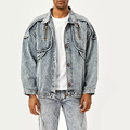 Υψηλής ποιότητας casual υπερμεγέθη Mens Bomber Blue Jean Jacket για άνδρες προσαρμοσμένο λογότυπο denim jackets1