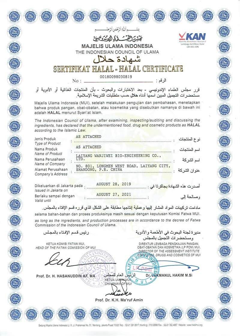 HALAL  CERTIFICATE OF FACTORY 01