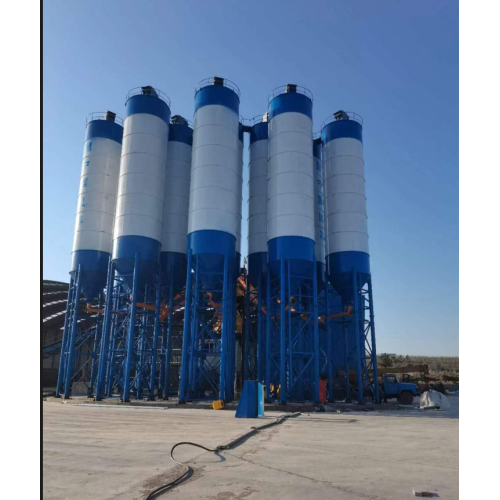 Multiple Cement Silos and Screw Conveyors in Concrete Batching Plants