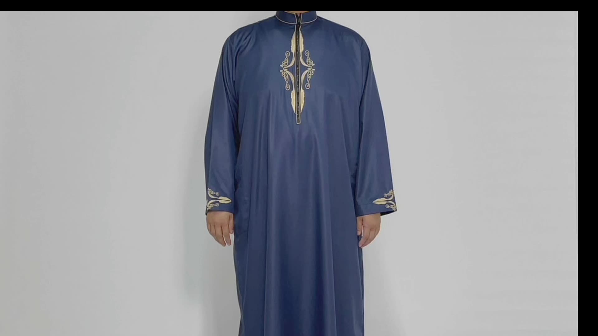 Großhandel muslimische Männer Kleidung islamische losen Herren Kleid Fashion Style Stehkragen Naher Osten Thobe Islamische Herren Kleid Jubah1