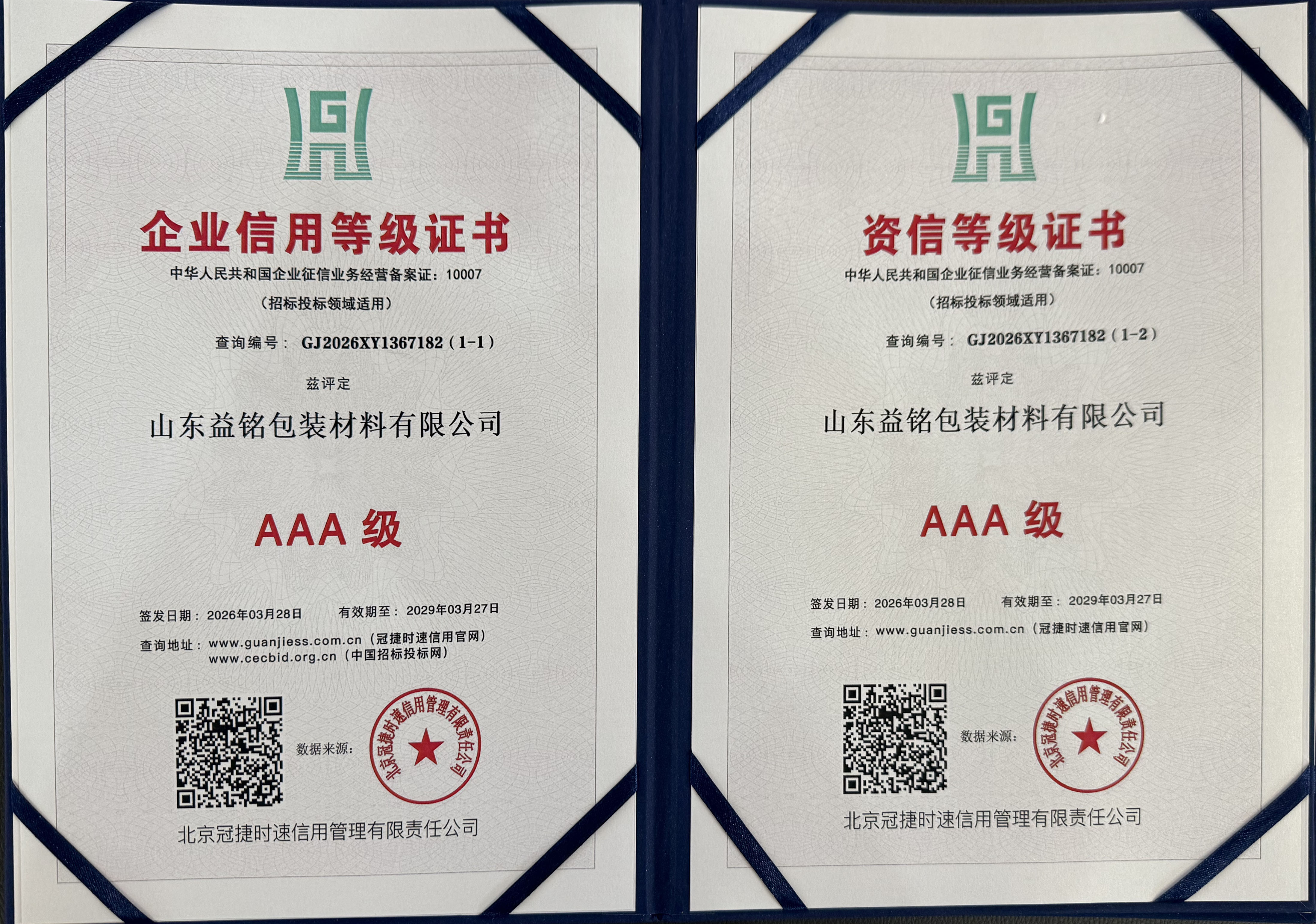 Enterprise Credit Rating Certificate