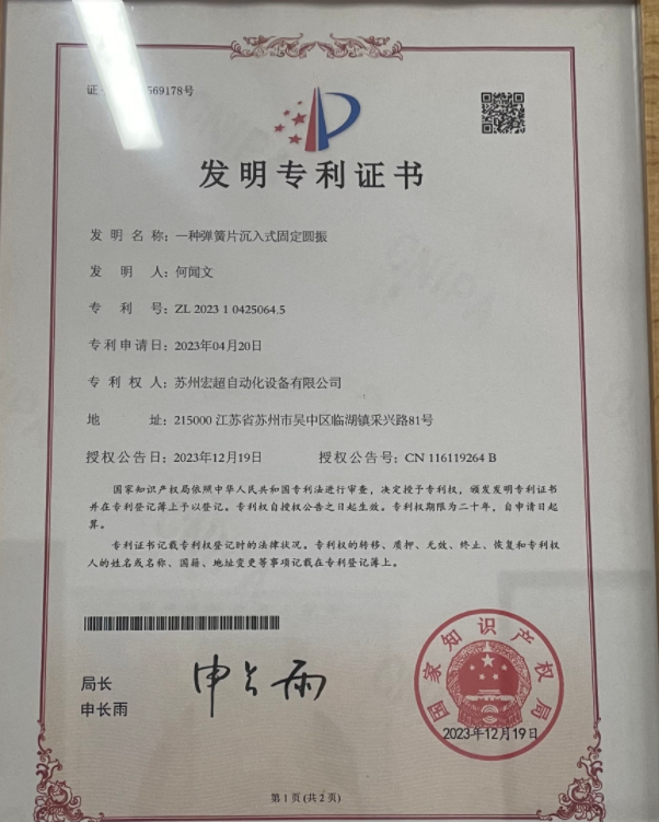 Patent Certificate for Invention