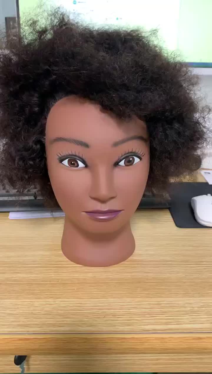 afro curly training head