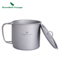 Boundless Voyage 3-in-1 Lightweight Camping Equipment - Titanium Pot Mug Bowl (600ml)1