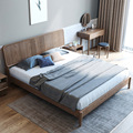 Nordic Solid Wood Bed 1.8m Tempat Tidur Ganda Modern Minimalis Master Bedroom 1.5 Tempat Tidur Single Mewah Kamar Tidur 1