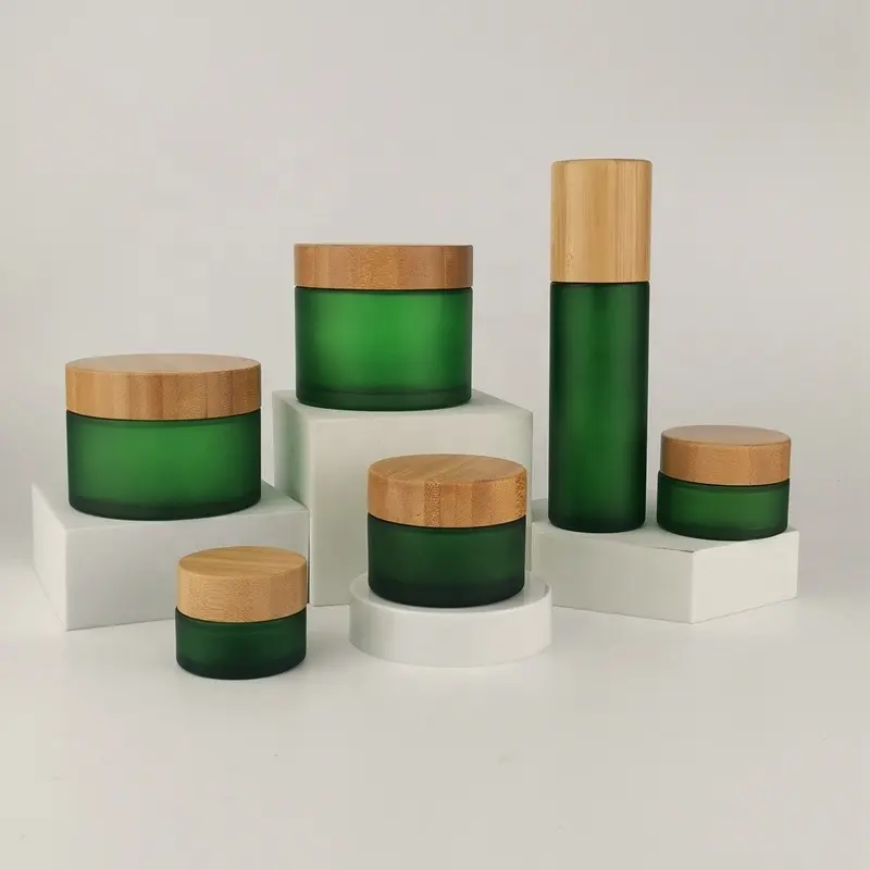 Frosted Glass Jar With Bamboo Lid 