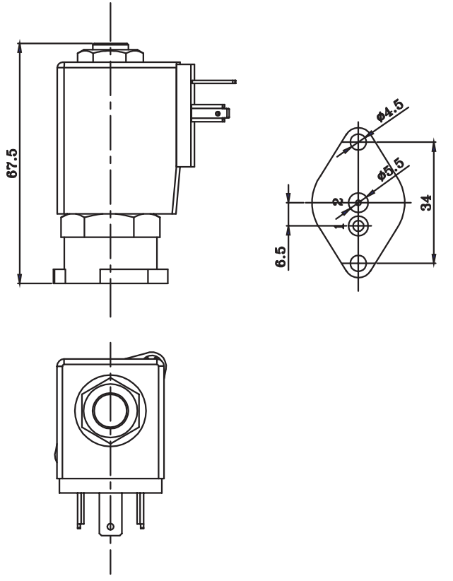 Sub Base Mount 2 Way NC Brass Electric Solenoid Valve 24VDC 220VAC 1